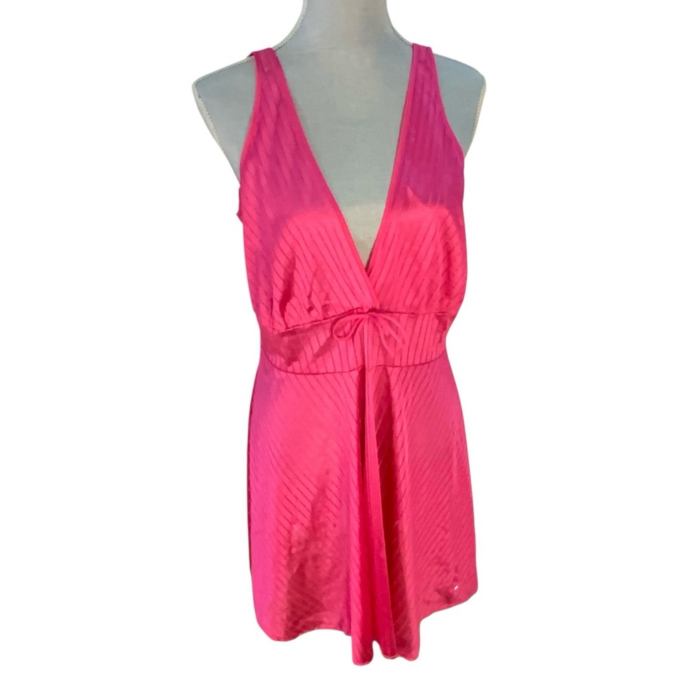Vintage Undercover Wear Hot Pink Semi Sheer Size Large Nightgown‎ Modest Sexy